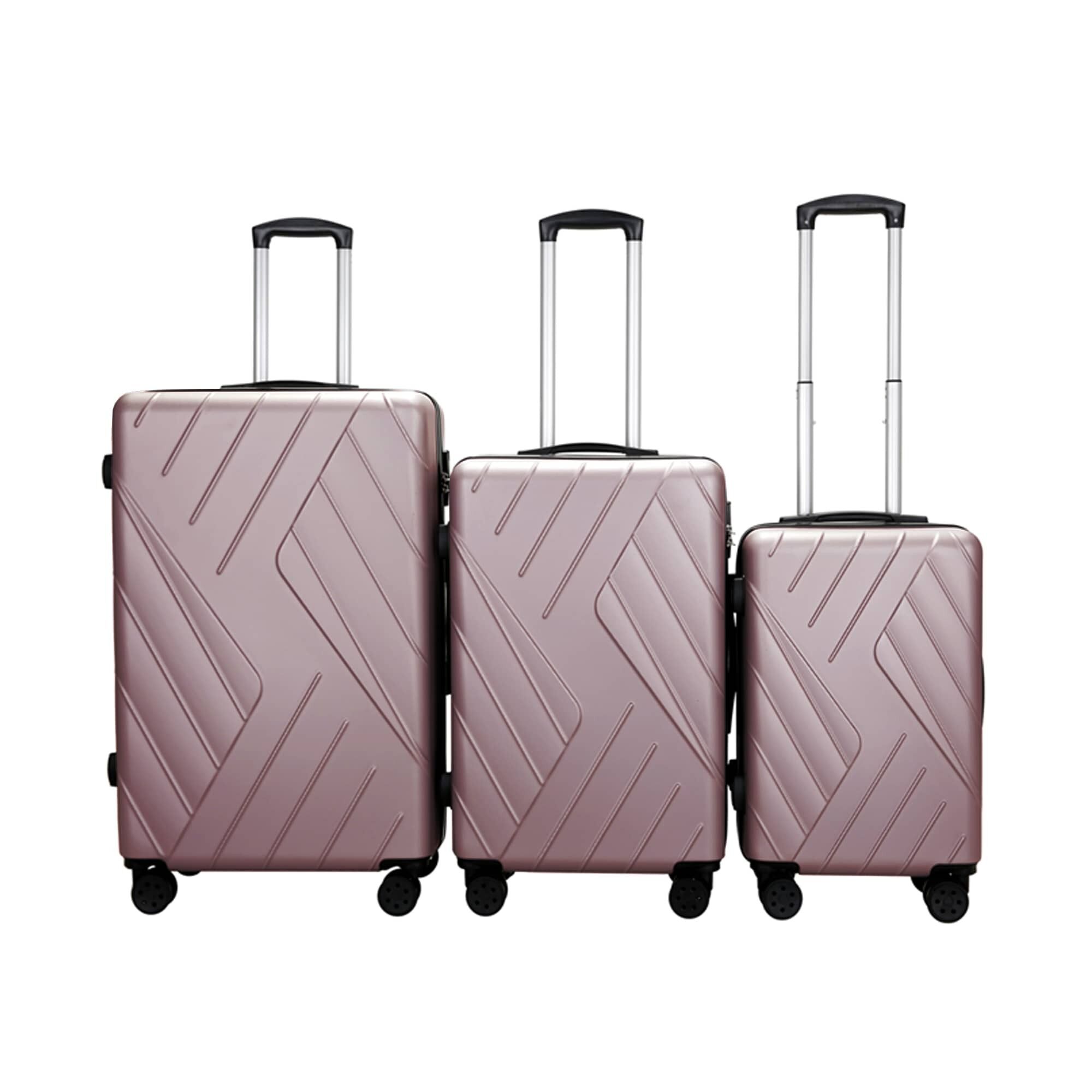 FABAG by Scheiders Reisekoffer Set 3-teilig Rose, Reisverschluss, vier Rollen, Tragegriff, Handgepäck, Trolley Mittel & Gross