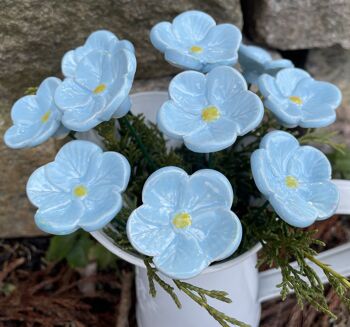 Fleurs de cerisier en céramique bleu clair, pieu végétal 2