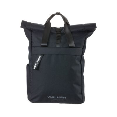 Walker by Schneiders Classic Rucksack Roll Top Black Melange, 29 x 40 x 15 cm, Capacidad: 20-23 L, Laptopfach, Rückenpolsterung, erweiterbares Hauptfach mit Reisverschlussöffnung, Tragegriff, wasserabweisend, Rucksack für Schule, Uni, Büro y Freizeit