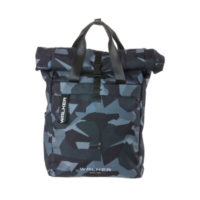 Walker by Schneiders Classic Zaino Roll Top Camo Anthrazit, 29 x 40 x 15 cm, Capacità: 20-23 L, Laptopfach, Rückenpolsterung, erweiterbares Hauptfach mit Reisverschlussöffnung, Tragegriff, wasserabweisend, Rucksack für Schule, Uni, Büro e Freizeit