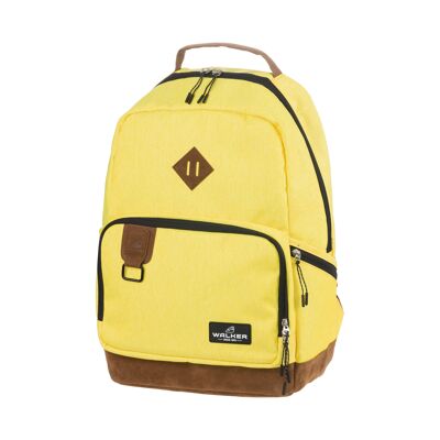 Walker by Schneiders Lifestyle Zaino Pure Eco Butter, 30 x 46 x 20 cm, Fassungsvermögen: 29L, Laptop-Fach, Rücken-Polsterung, gerollter Reißverschluss-Öffnung, Tragegriff, wasserabweisend, Rucksack für Schule, Uni, Büro e Freizeit