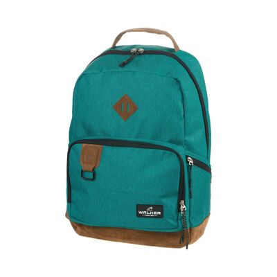 Walker by Schneiders Lifestyle Rucksack Pure Eco Emerald, 30 x 46 x 20 cm, Capacity: 29L, Laptop-Fach, Rücken-Polsterung, gerollter Reißverschluss-Öffnung, Tragegriff, wasserabweisend, Rucksack für Schule, Uni, Büro and Freizeit