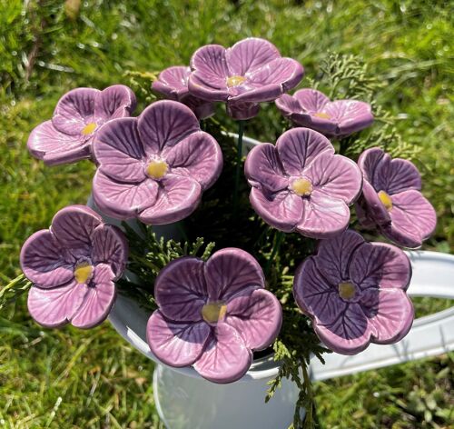 Purple Ceramic Flower Cherry Blossoms, Plant stake