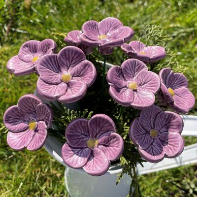 Purple Ceramic Flower Cherry Blossoms, Plant stake