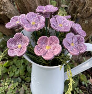 Fleurs de cerisier en céramique violette, pieu végétal 2