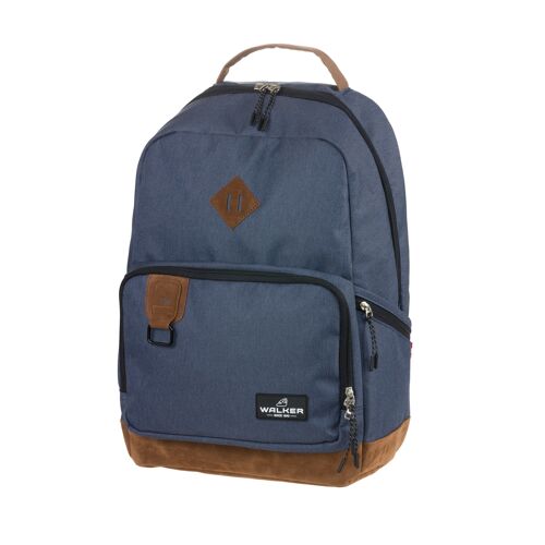 Walker by Schneiders Lifestyle Rucksack Pure Eco Midnight, 30 x 46 x 20 cm, Fassungsvermögen: 29L, Laptop-Fach, Rücken-Polsterung, gerollter Reißverschluss-Öffnung, Tragegriff, wasserabweisend, Rucksack für Schule, Uni, Büro und Freizeit