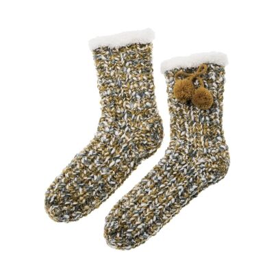 Ocher heather knit sock slippers, TU