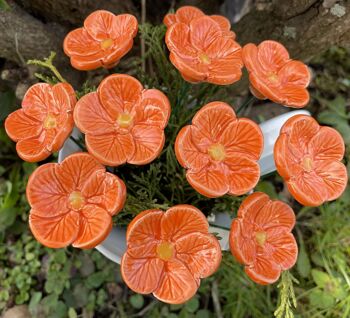 Fleurs de cerisier en céramique orange, pieu végétal 1