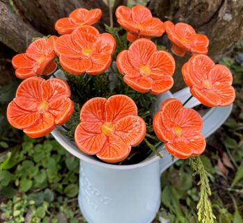 Fleurs de cerisier en céramique orange, pieu végétal 2