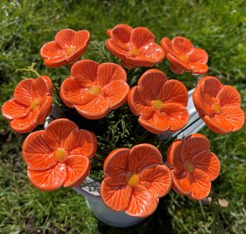 Fleurs de cerisier en céramique orange, pieu végétal 3