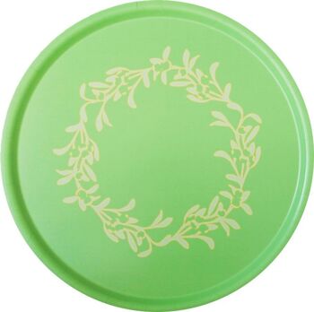 Plateau rond vert "Couronne de gui", 45 cm 1