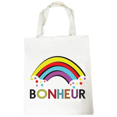 Regenbogen-Einkaufstasche „Happiness“.