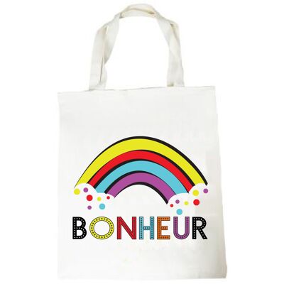 Tote bag "Bonhneur" arc en ciel