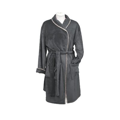 Douceur bathrobe size L, charcoal, linen stitching