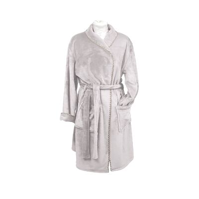 Douceur bathrobe size L, chalk, linen stitching