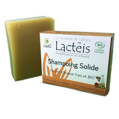 Shampoo solido COSMOS ORGANIC - Con latte d'asina fresco e BIOLOGICO - Capelli secchi e danneggiati - Con oli essenziali BIOLOGICI
