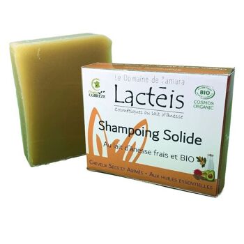 Shampoing solide BIO COSMOS - Au lait d'ânesse frais et BIO - Cheveux Secs et abîmés - Aux huiles essentielles BIO