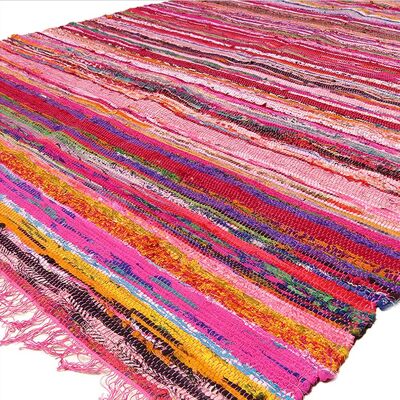 Aakriti 2-in-1 Reversible, Multipurpose & 100% Eco-Friendly Traditional Chindi Rugs - Pink (5x3 Feet) (60x36 Inch)