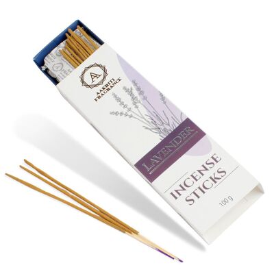 AAKRITI INCENSE Natural Lavender Masala Incense Sticks | [100 Grams] | Low Smoke | Long Burn | Premium Handrolled Charcoal Free Non-Toxic Agarbatti | For – Relaxation. Yoga. Meditation. Aromatherapy