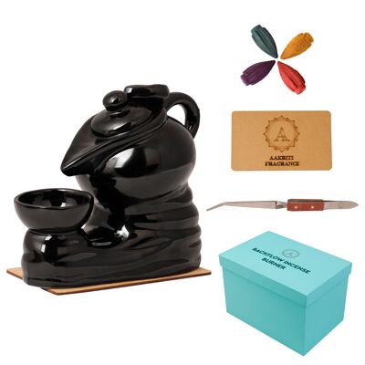 AAKRITI Incense Burner |  100% Eco-Friendly | Home Décor | Feng Shui Based | Traditional Dhoop Burner | Waterfall, Teapot, Lotus, Earthen, Chakra Incense Burner | Perfect For Housewarming, Christmas, Birthday, Anniversary Gift