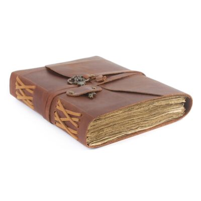 Aakriti Leather Journal Refillable Paper Handmade Notebook Cotton lined Diary For Women Men Vintage Key Closure Leather Sketchbook