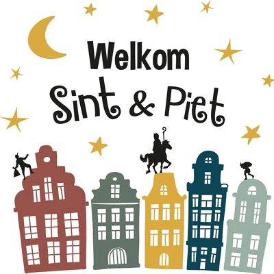 Stickers fenêtre 'Bienvenue Sint & Piet' (NL)