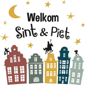 Stickers fenêtre 'Bienvenue Sint & Piet' (NL)