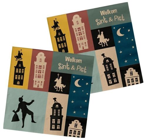 Napkins 'Welkom Sint & Piet' (NL) 33x33cm - 20 pieces