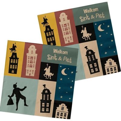 Napkins 'Welkom Sint & Piet' (NL) 33x33cm - 20 pieces