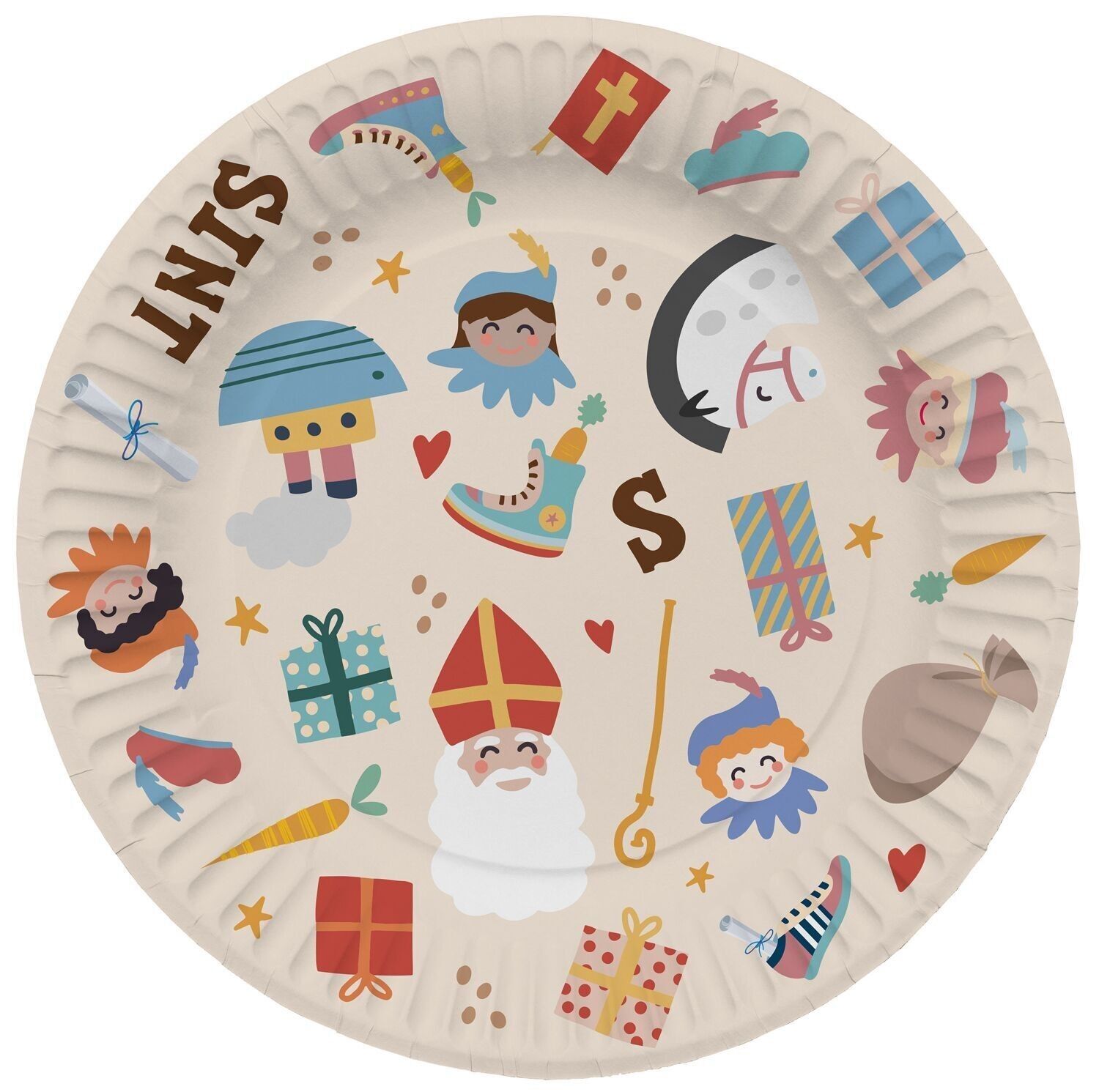 Disposable Plates - Sint and Pieten - 18 cm - 8 pieces