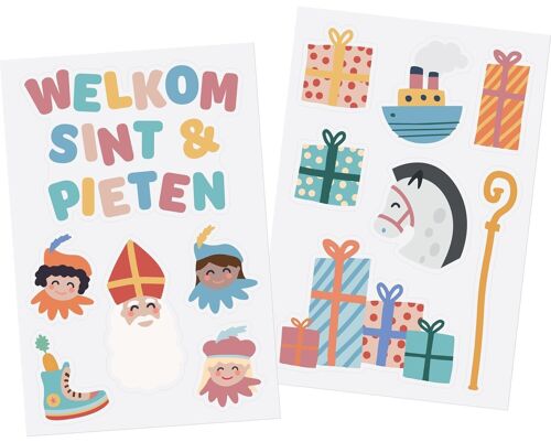 Window stickers 'Welkom Sint & Pieten' - Sint en Pieten - 13 pieces