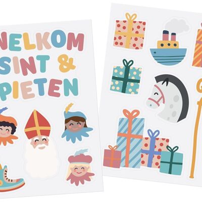 Window stickers 'Welkom Sint & Pieten' - Sint en Pieten - 13 pieces