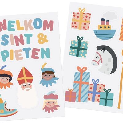 Window stickers 'Welkom Sint & Pieten' - Sint en Pieten - 13 pieces
