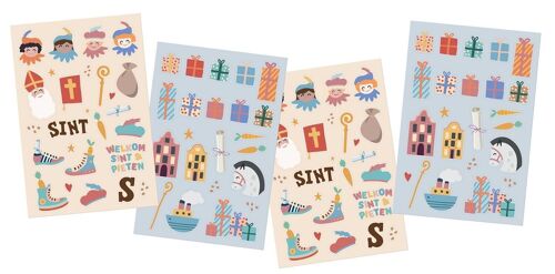 Stickers Sinterklaas characters - Sint en Pieten - 49 pieces
