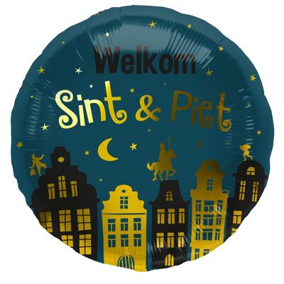 Foil balloon 'Welkom Sint & Piet' - 45 cm