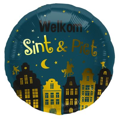 Foil balloon 'Welkom Sint & Piet' - 45 cm
