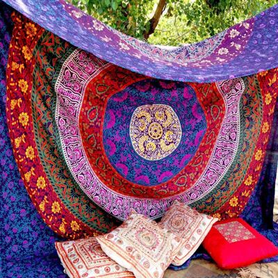 Aakriti Gallery Tapestry Queen Multi Color Hippie tapestries Mandala Bohemian Psychedelic Intricate Indian Bedspread Multicolor (L 210 x W 140 Cm), (L 82 x W 56 In)