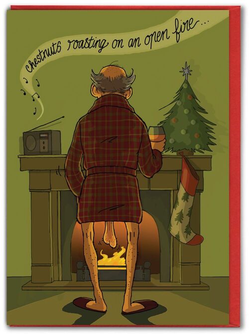 Funny Christmas Card - Chestnuts Roasting by Brainbox Candy