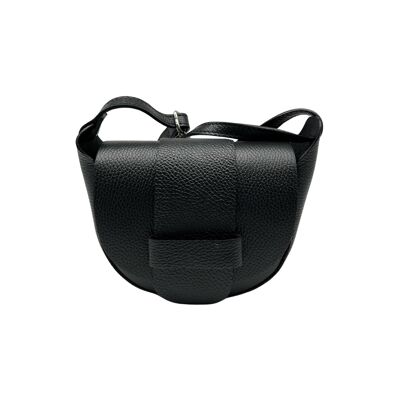 BOLSO BANDOLERA MARGOT DE PIEL GRANULADA NEGRO