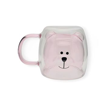 Tasse Double Paroi Ours Rose Anse 1