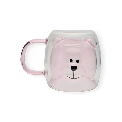 Double Wall Cup Bear Pink Handle
