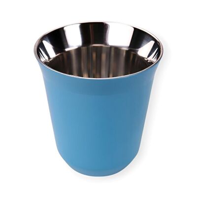 Taza de café expreso de acero de doble pared azul cielo