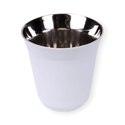 Taza de café expreso de acero de doble pared blanca