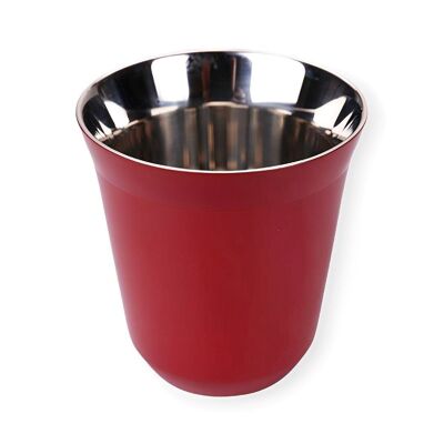 Red Double Wall Steel Espresso Cup