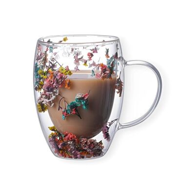 Double Wall Glass Cup Dried Flowers
