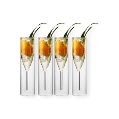 Set di 4 flute da champagne a doppia parete