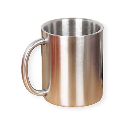 Double Wall Silver Stainless Steel Mug