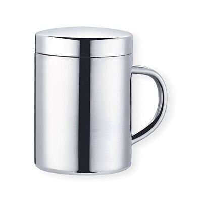 Glossy Stainless Steel Mug, Double Wall, Cylindrical, 260ml