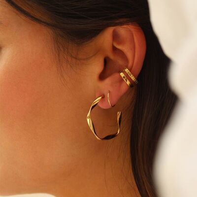 Pendientes mini aro retorcido Séréna Gold | Hecho a mano en Francia.