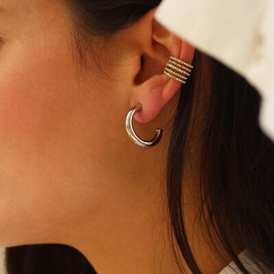 Désirée silver mini tube hoop earrings | Handmade in France